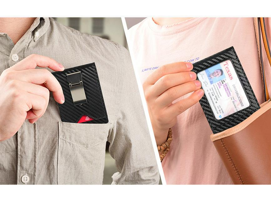 Multifunctional Minimalist Metal Money Clip Wallet with PU Leather and Multiple Card Slots for Men