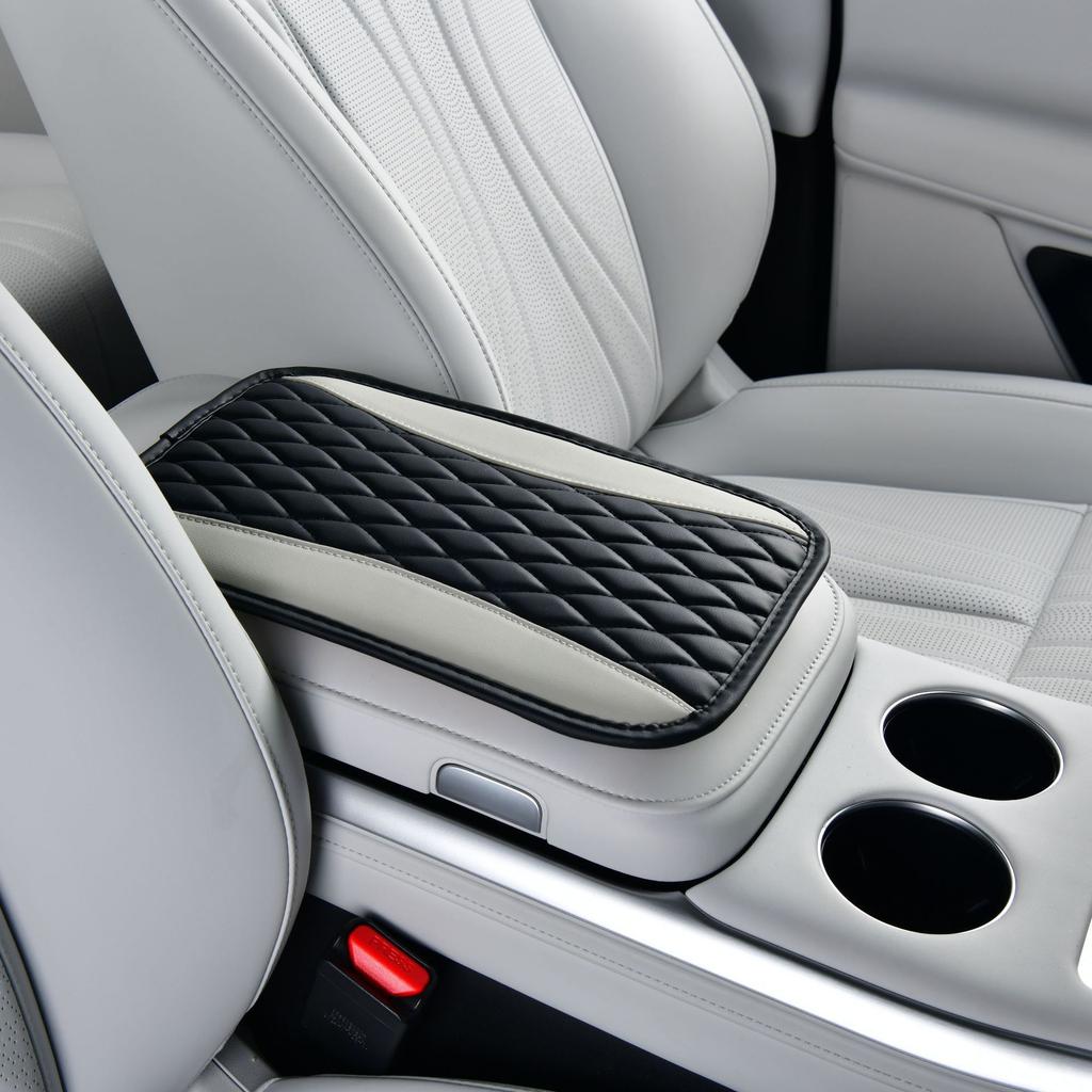 Multi-color Car Armrest Box Cover, Armrest Box Mat, High-quality Artificial PU Leather Two-color Splicing Quilted Design