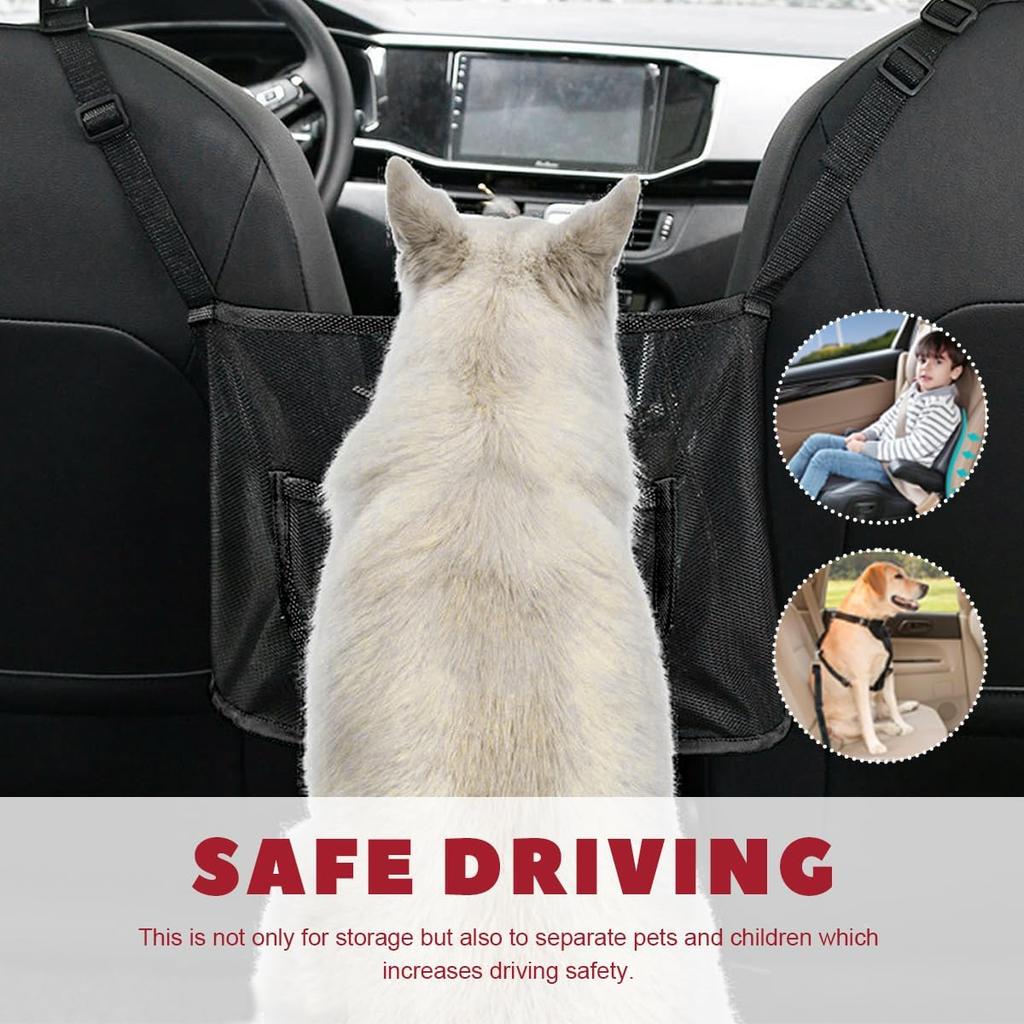 Car Net Pocket Handbag Holder, Driver Storage Netting Pouch Between Seats, Large Capacity Seat Back Organizer Mesh Pocket for Purses and Bags, Auto