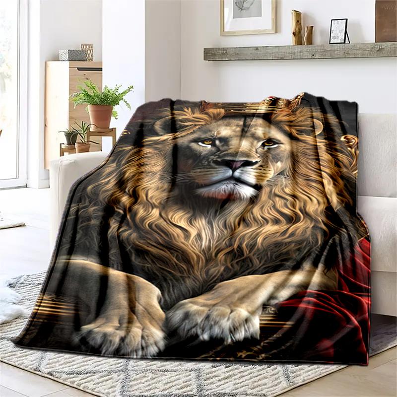 1PC Lion Printed Blanket, All Season Lightweight Home Office Outdoor Nap Multifunctional Blanket