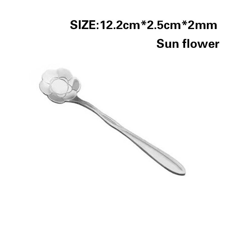 Creative Flower Spoon Stainless Steel Tableware Spoon Dessert Spoon Milk Tea Coffee Spoon