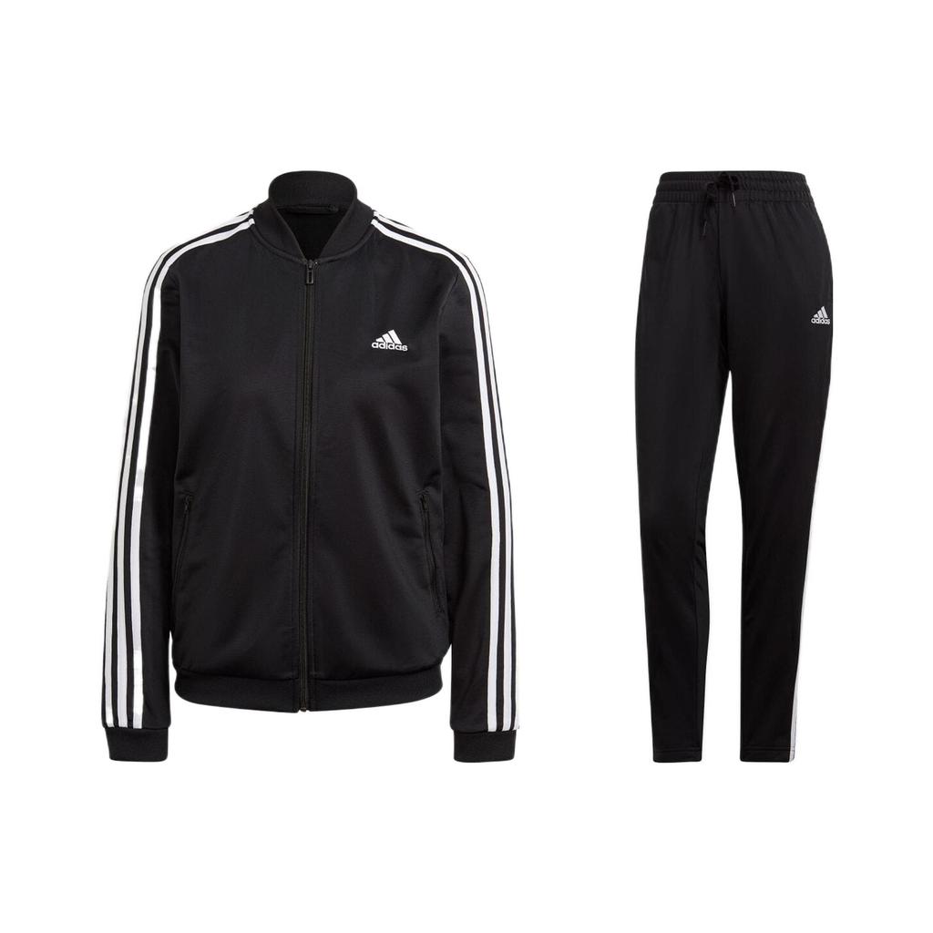 Adidas Solid Logo Stripe Print Two-Piece Set Women Sets Black GM5534
