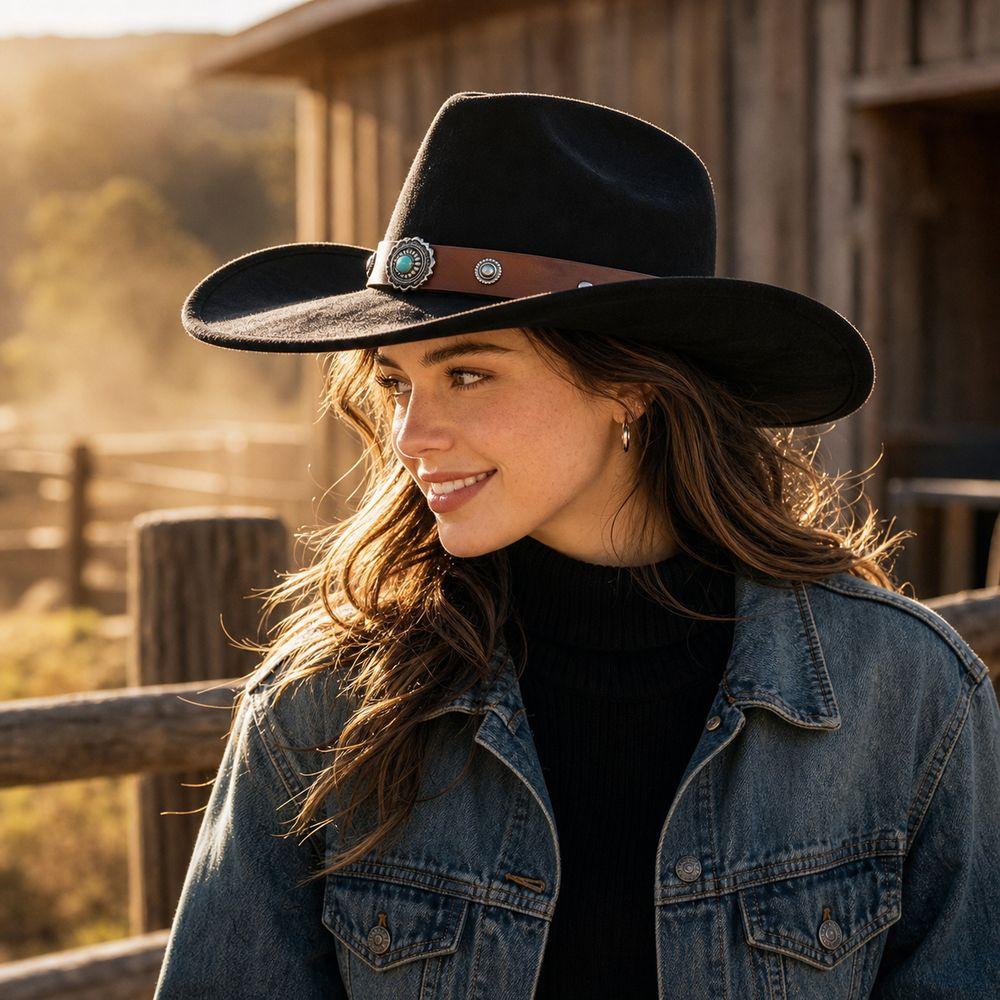Faux Suede Western Cowboy Hat Decorative Concho Band Western Ranch Hat Cowgirl Hat Western Outfits