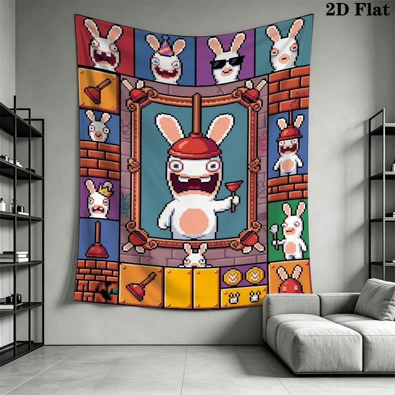 Rabbids Invasion Chaos Wall Hanging Printed Fabric Blanket Decorative Tapestries for Bedroom Living Room Home Decor
