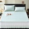 Machine-Washable Ice Silk Bed Skirt & Jacquard Cool Mat Set - Foldable, Soft Summer Air Conditioning Mat for Home Use