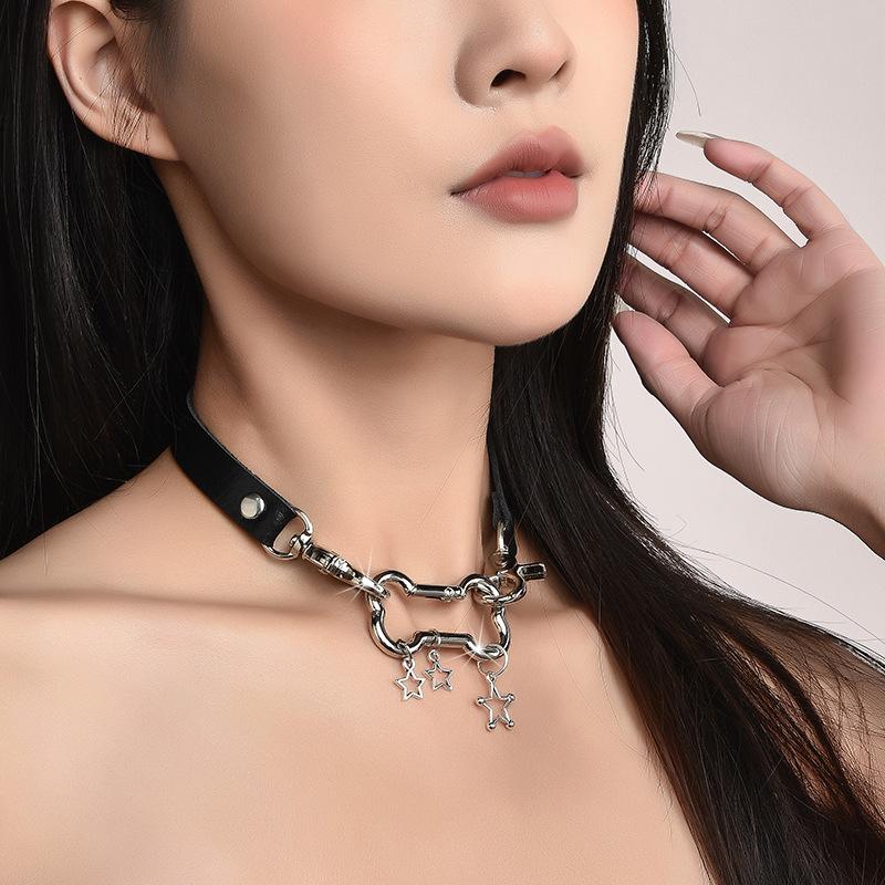Pentagram Bone Collar Choker Neck Punk Dark Accessories Babes Puppy Necklace Cool Trendy