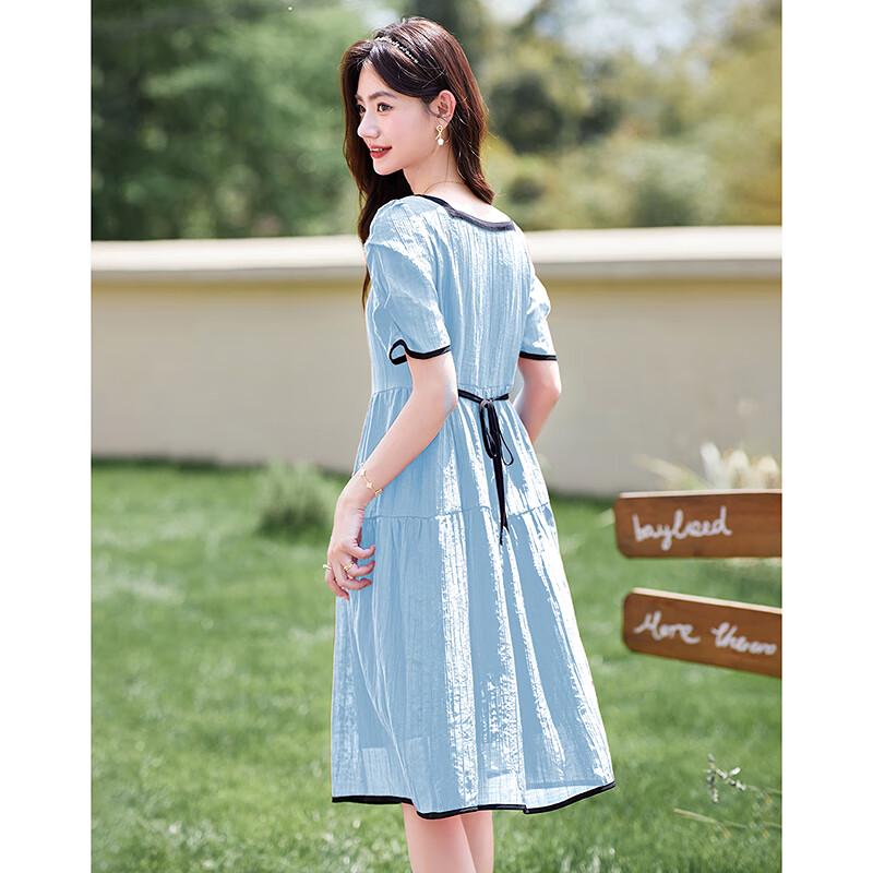 Elegant Short-Sleeve A-Line Mid-Length Dress