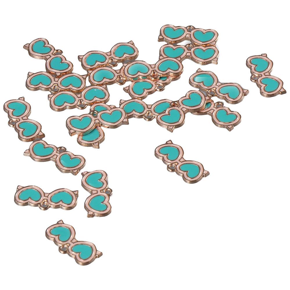 

Солнцезащитные очки Сердце Солнцезащитные очки 20 * 9 мм Позолоченные цветные подвески Мини-эмалевые подвески Для браслета