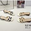 High-end Cool Slippers for Women In Summer 2025 Thick Heel One-word Drag Fashion Mid-heel Vacation Seaside Beach Sandals