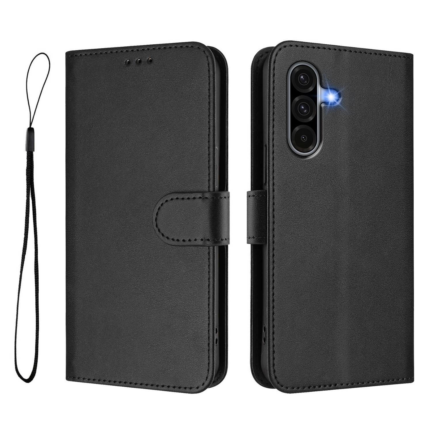 

For Samsung Galaxy A36 5G/Galaxy A56 5G Wallet Case RFID Blocking Calf Texture Leather Stand Phone Cover with Strap Black