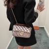 Niche High-end Fashion Bag Women's New 2025 Solid Color Xiaoxiangfeng Diamond Chain Bag Versatile Shoulder Bag