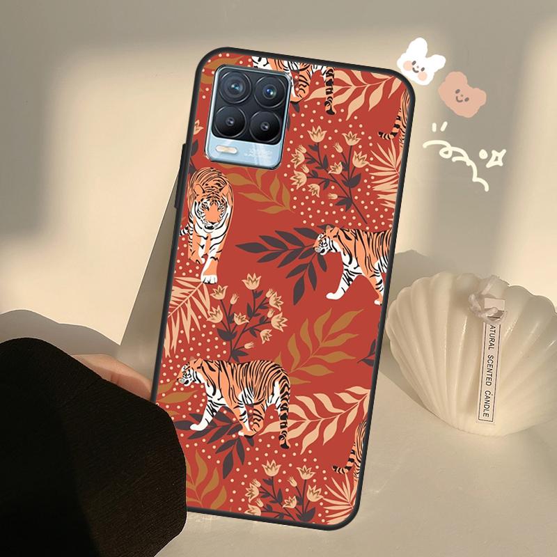 Tigers Leopards tropical leaves Case For Realme GT7 Pro GT6 C65 C67 C61 C53 C55 C51 C25 C63 C71 C75 11 12 13 14 15 Pro Plus
