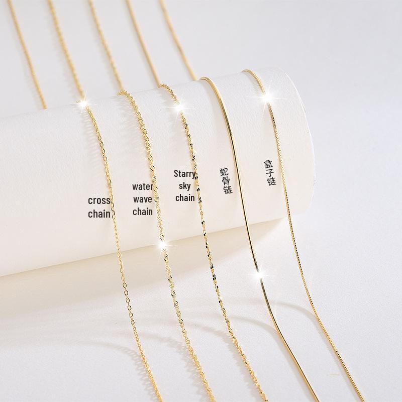 S925 Silver Cross & Star Necklace with Water Wave, Box, Snake, and Bone Chains, Featuring an Extended Tail Chain