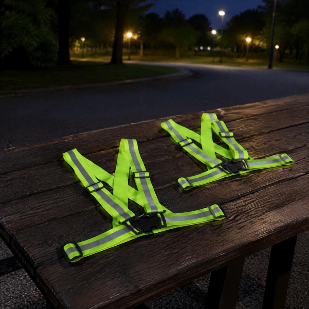 2pcs Green Color Reflective Safety Vest Unisex Design Warning Safety Vest Night Running