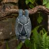 Realistic Hanging Bat Halloween Figurine, Resin Sculpture, Gothic Upside Waterproof Statue Down for Outdoor Garden Tree Yard Decor Distressed Retro