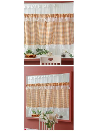 Double Layer High-End Embroidered Kitchen Cabinet Blackout Café Curtain