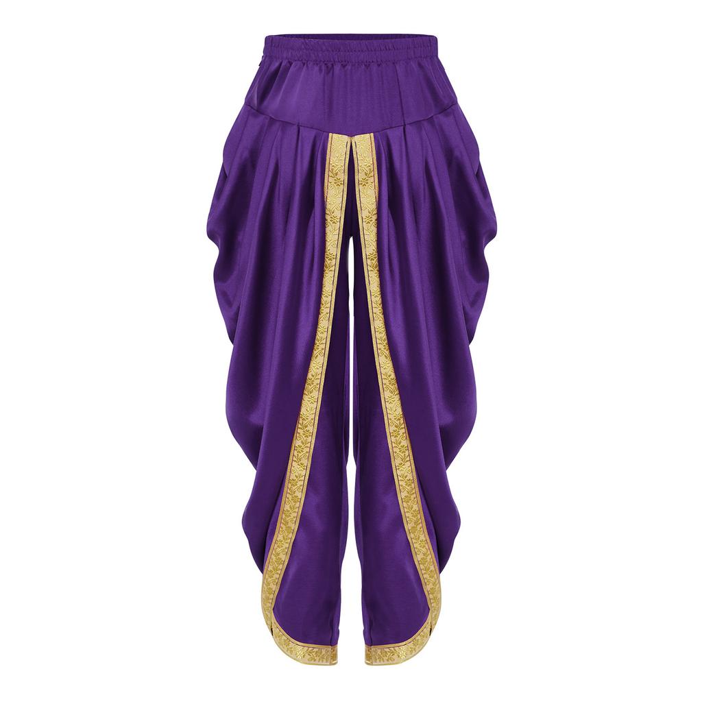 Kids Boys Halloween Dhoti Pants: Satin Indian Style Trousers with Elastic Waist, Draped Baggy Fit for Theme Party & Ball