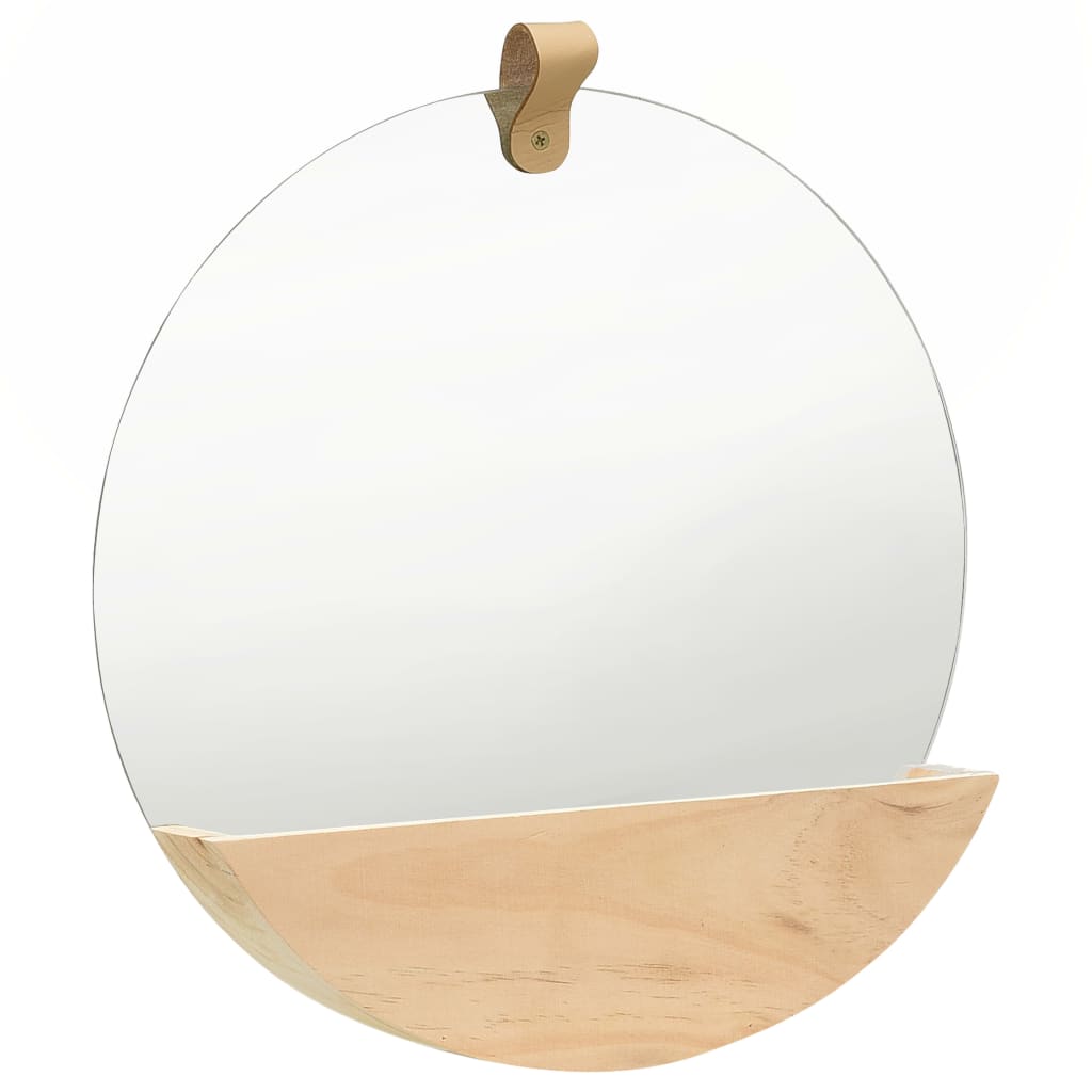 Wall Mirror Solid Pine Wood 35 Cm