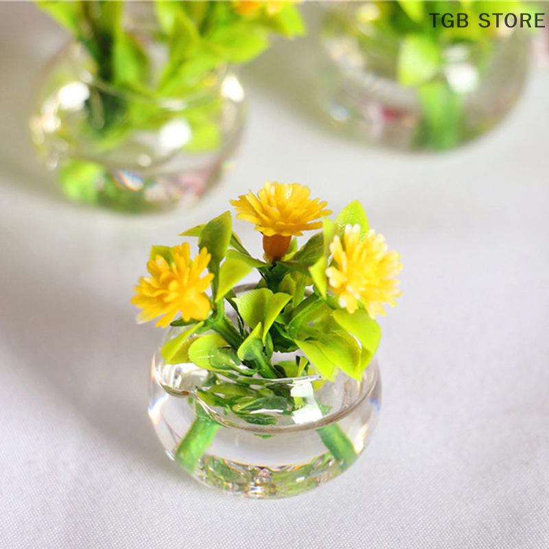 1Pcs 1:12 Dollhouse Miniature Resin Green Potted For Home Decor Simulation Potted Plants