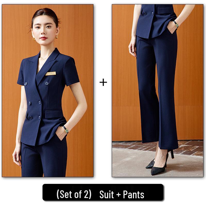 Damen Blaue Anzug-Set: Hochwertige professionelle Kleidung für Herbst/Winter, perfekt für Business, Vorstellungsgespräche und formelle Anlässe.