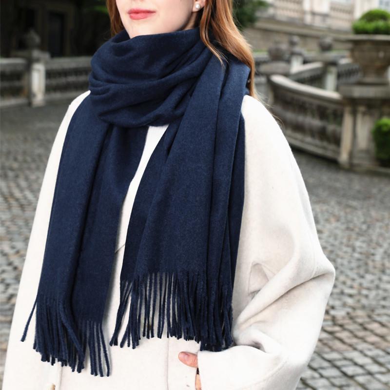 High-End Women's White Cashmere Wool Scarf Shawl - Winter 2025 Collection
