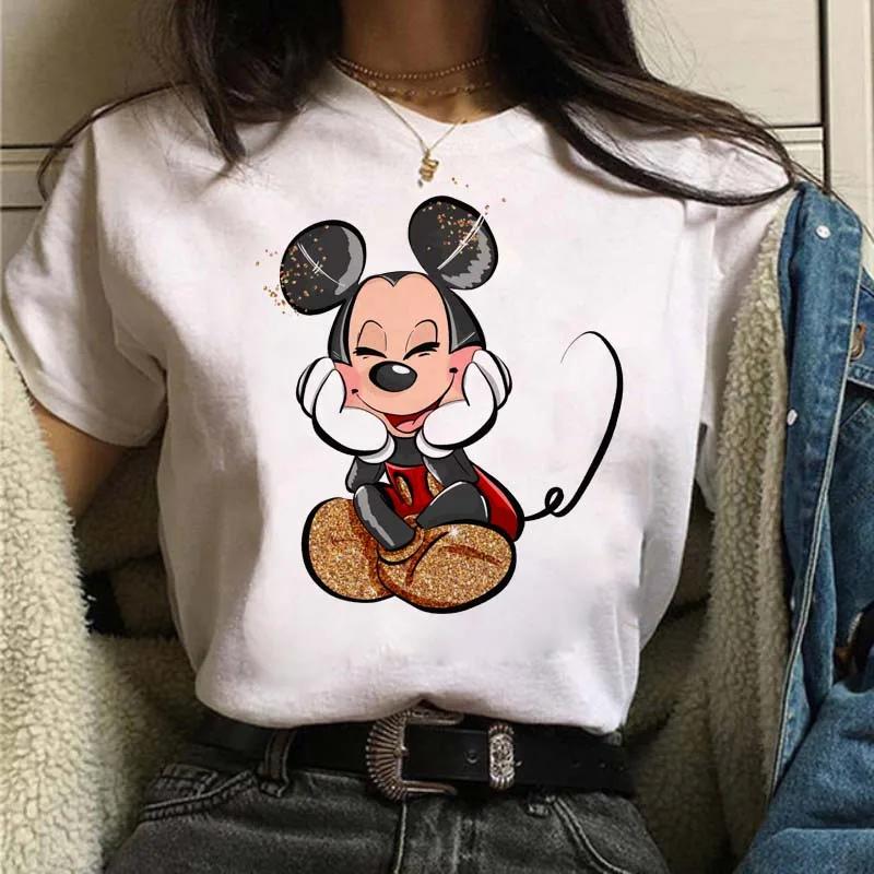 Новая футболка с Минни Маус Кавайи Смешная Женская Мода FeУнисекс Черные Футболки Уличная Одежда С Коротким Рукавом Топ Футболка Y2K Одежда S
