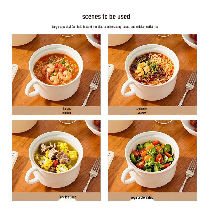 Qivei Ceramic Instant Noodle Bowl with Lid