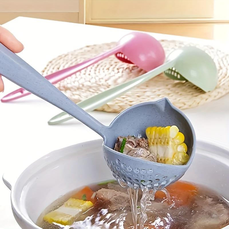 [Soup Strainer Spoon] 1pc High-Quality 2-in-1 Soup & Strainer Spoon - Wheat Straw Plastic,Perfect for Hot Pot & Soups, Food-Safe Kitchen Utensil