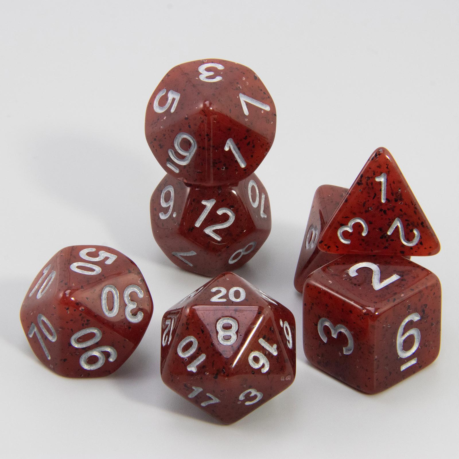 

Непрозрачные игральные кости DND набор из 7 многогранных цифровых игральных костей для ролевой игры DND TRPG аксессуары для настольной игры темно-красного