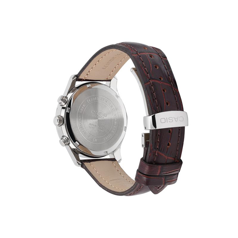 Casio STANDARD Series Fashionable Classic Stopwatch Day Display Waterproof Quartz Movement Genuine Leather Strap Japanese and Korean BEM-501L-7AV