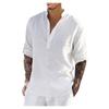 Designer Spring Summer Men's Casual Cotton Linen Solid Color Long Sleeve Shirts Loose Stand Collar Shirts
