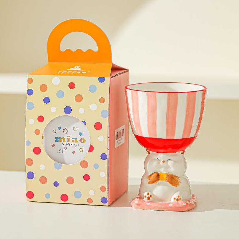 Cartoon Cute Birthday Gift Hand Painted Goblet Ice Cream Cup Creative Dessert Cup Cake Cup Ceramic Cup Aromatherapy Table