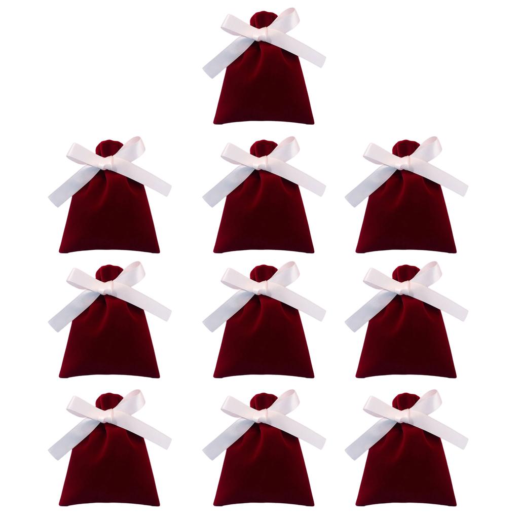 10Pcs Velvets Drawstring Pouch Butterfly Knot Closure Bag for Jewelry and Cosmetics Storage Stylish Gift Packaging Bags