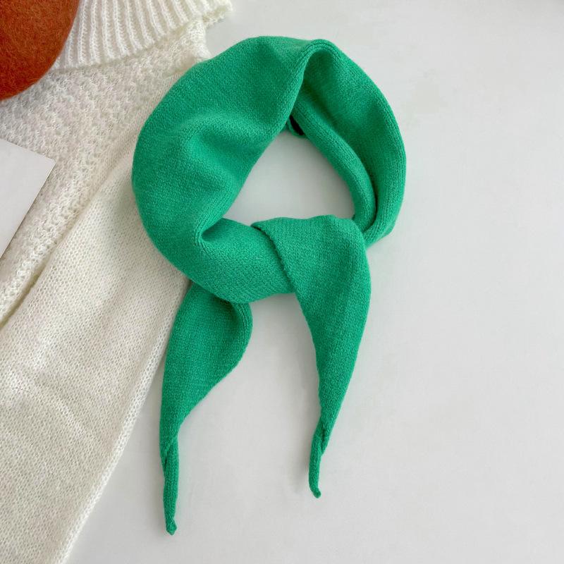 Sweet Knitted French Headscarf Warm Triangle Scarf Women's Korean Versatile Solid Small Shawl Scarf Neck Shoulder Protection