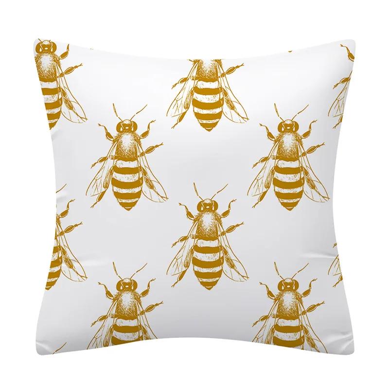 

Modern Home Decor Pillow Cover 18x18 Inches Simple Style Bees Honeycomb Printed Cushion Cover Sofa Decorative Pillows Pillowcase 40x40cm16x16Inch