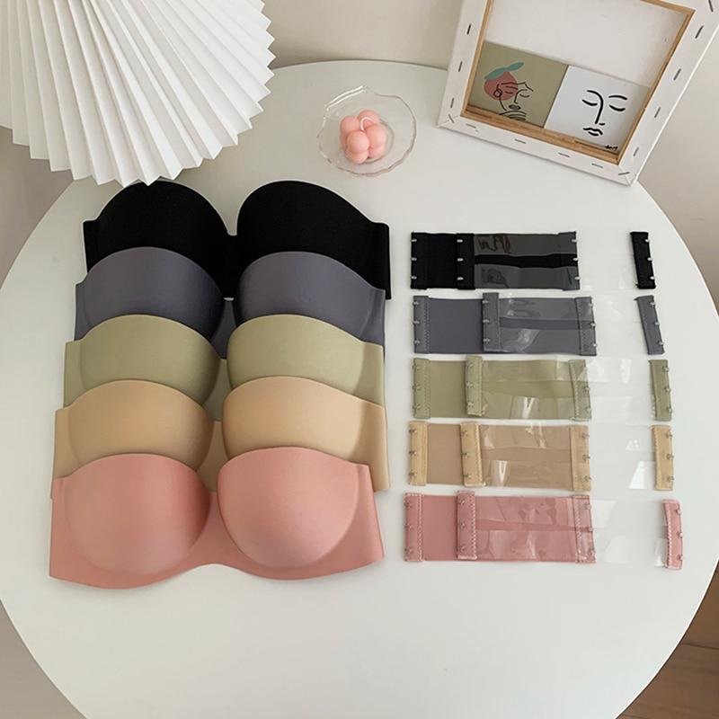 Sexy stroppeløse bh for kvinner Trådløs bralette mykt kvinneundertøy Sømløse bh for damer usynlig bh med 2 stk stropper YSL