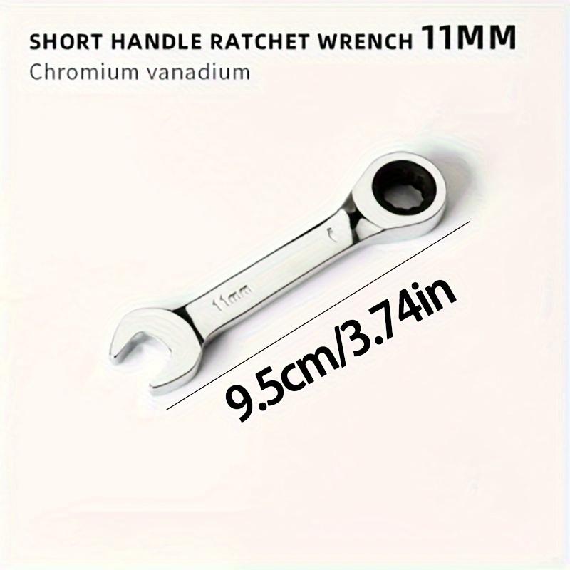 [Reversible Wrench] 6mm-19mm Reversible Combination Wrench | Short Handle Single Wrench, 72 Tooth Ratchet Socket Wrench Nut Maintenance Tool
