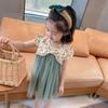 Children Dress Girls Summer Dress Korean Princess Dress Mesh Dress Sleeveless Loose Floral Bow Ruffle Dress