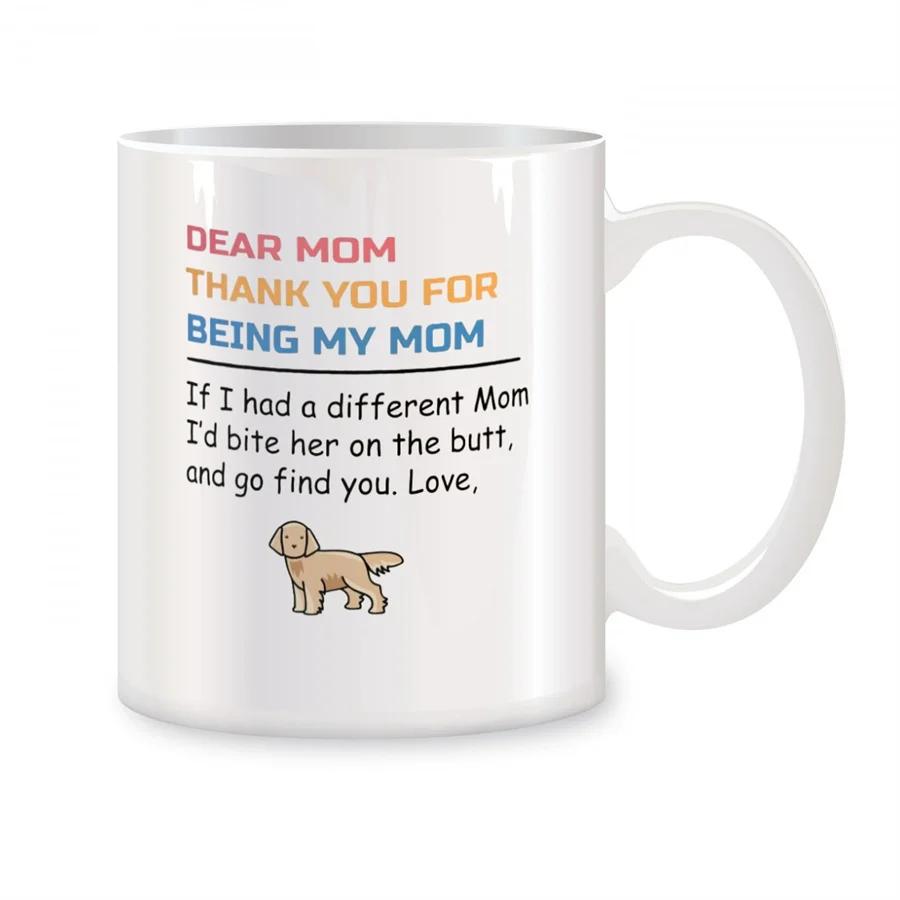 Dear Mom Thank You for Being My Mom Mugs for Dog Mom Dad Birthday Gifts Novelty Coffee Ceramic Tea Cups White 11 Oz 301-400ml белый