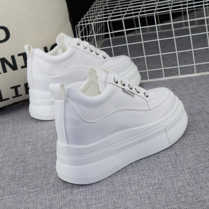 Fashion High Quality 10cm Platform Wedge Sneakers Height Increased Shoes Leather Women Spring Autumn Waterproof Shoes Tenis De Mujer