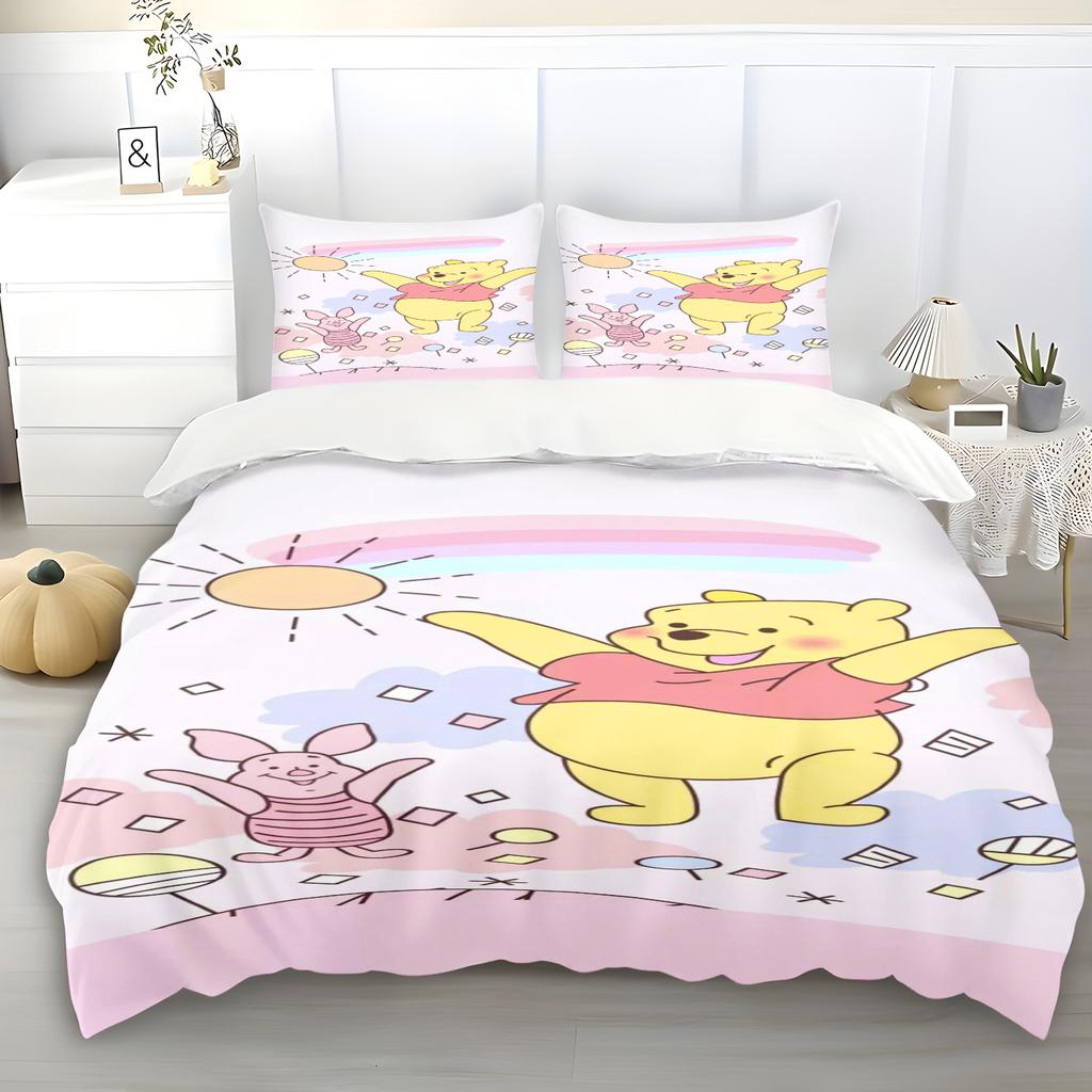 Winnie The Pooh Quilt Cover Set Soft And Durable A Must-Have For Children'S Bedrooms. Brushed Fabric With Zipper Closure.