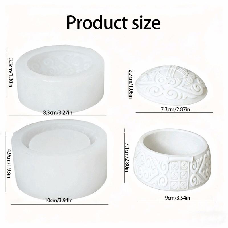 Embossed Resin Jar Molds Candle Cup Silicone Mould with Lid for Making Candle Container Chocolate Holiday Decoration