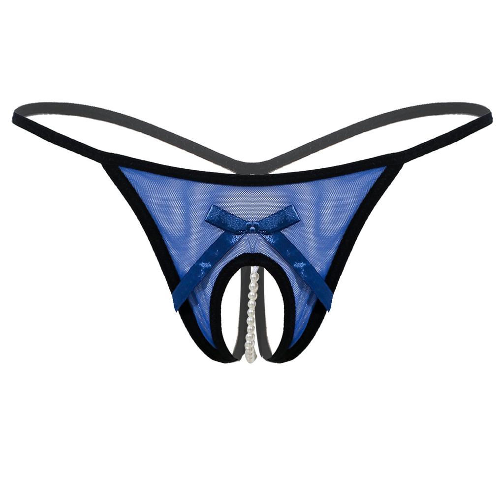 Damenunterwäsche Sexy Mesh Pearl Dessous Höschen Tanga für Damen Slips Panty Transparente Unterhose