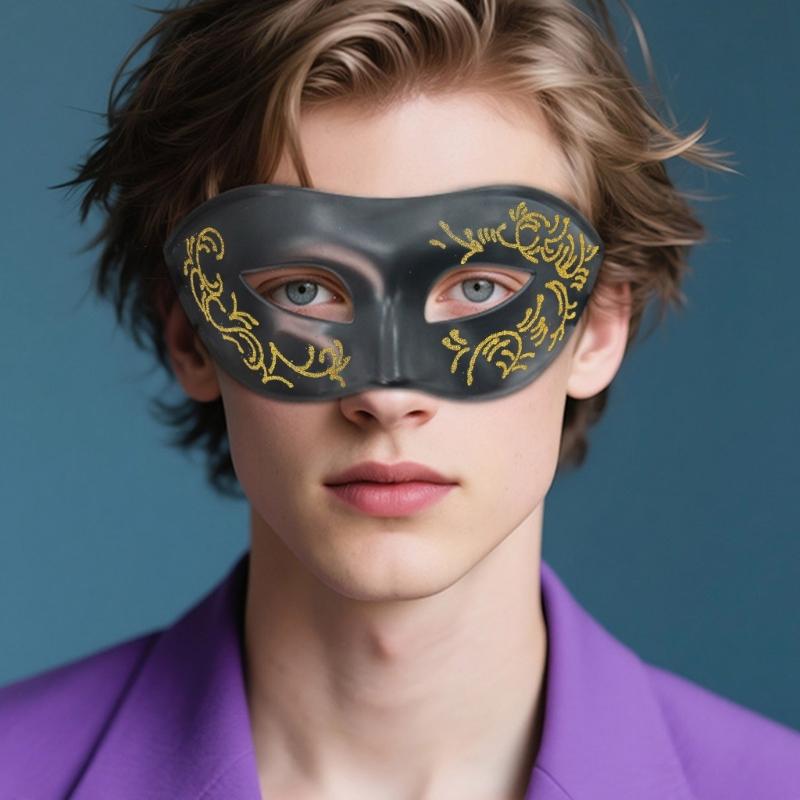 Venezianischer Stil Handbemalte Halbmaske für Kostümpartys Leichter, langlebiger Kunststoff Bequeme Passform Wiederverwendbares Rollenspiel-Accessoire