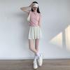 Women Summer Sexy Fashion Loose Ice Silk Mini Skirt High Waist Slim Fit Pleated A-Line Skirt Solid Color Skirt Club Wear