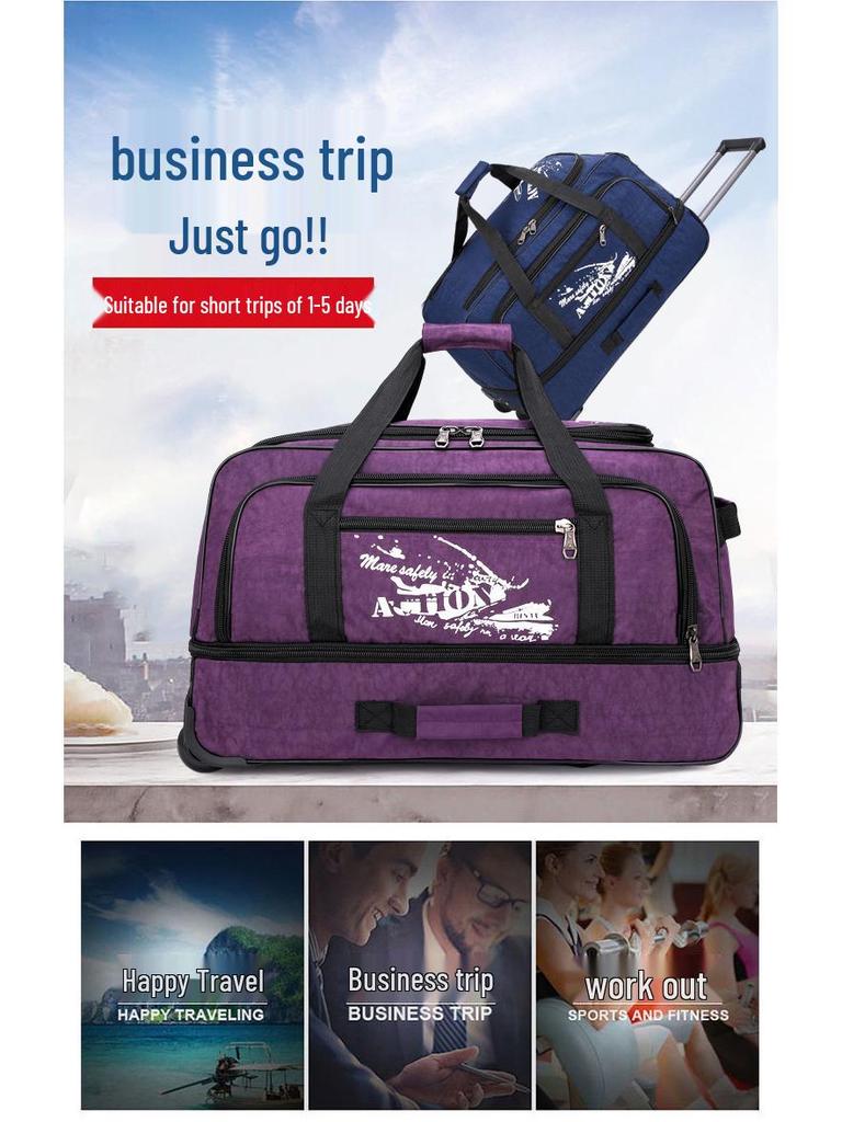 Expandable & Waterproof Oxford Cloth Rolling Duffle Bag - Large Capacity for Men, Women, Students; Foldable & Hand-Carry for Short Trips