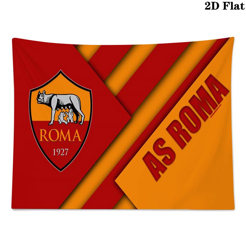 Tenture murale de football AS Roma Esthétique Accrochage mural Couverture en tissu imprimé Tapisseries décoratives pour chambre à coucher Salon Décoration de la maison