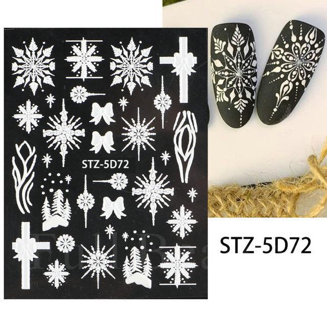 Nail Art Sticker Winter Christmas Snowflake Elk Santa Claus Christmas Ball 5D Embossed Nail Art Sticker