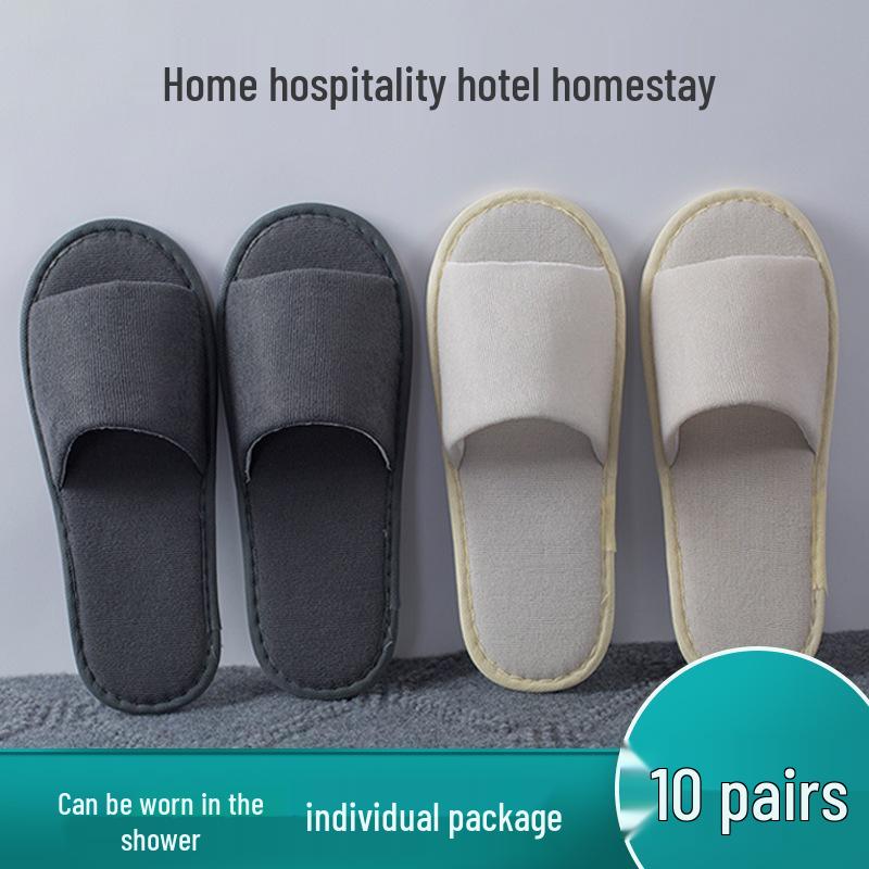 10 Pairs of Premium Non-Slip Disposable Slippers - Luxurious, Thickened Design for Bath, Bathroom, Salon, Hotel, and Homestay Use