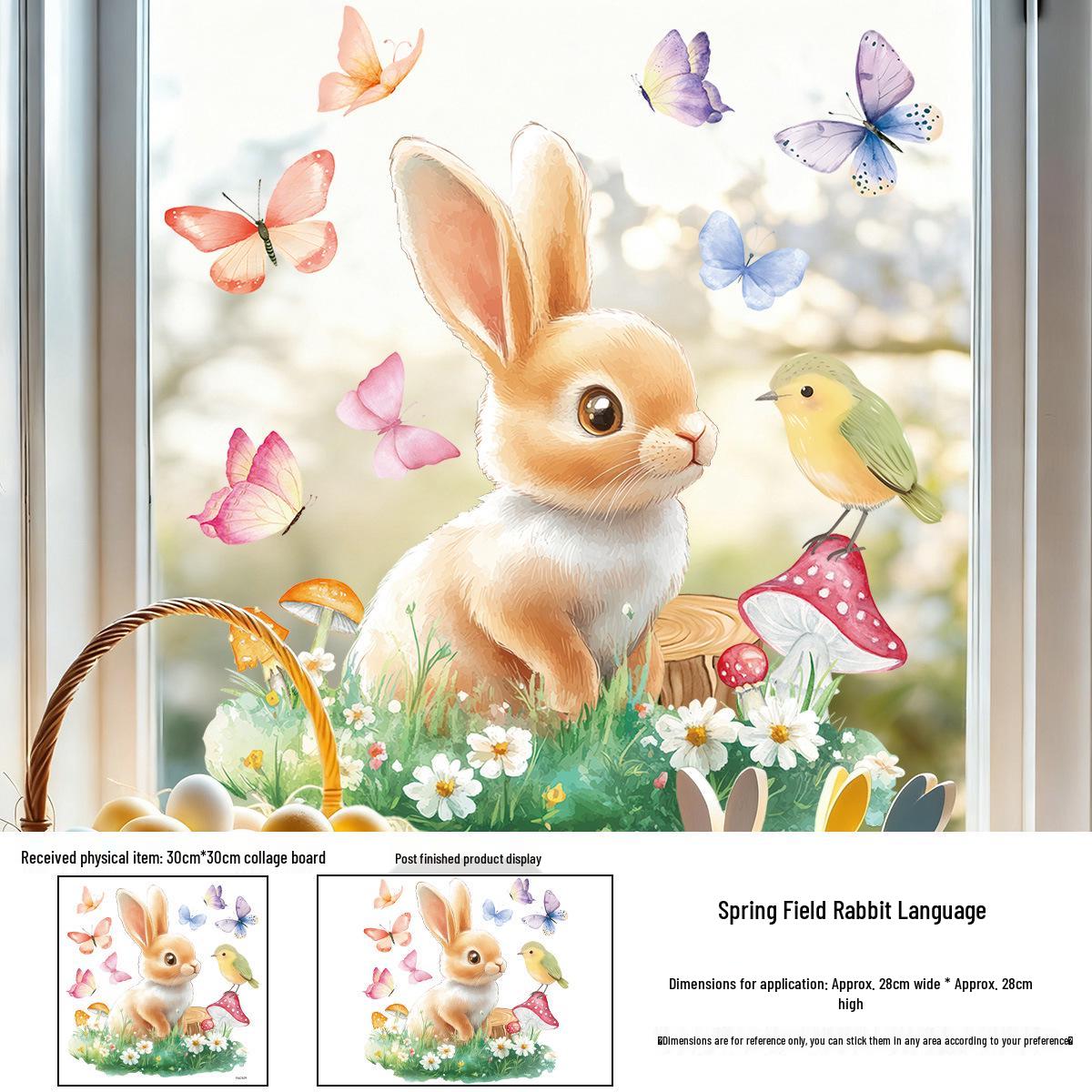 

Easter Bunny Meadow Window and Door Decal Stickers - New Style Static Clings for Glass 30cm x 30cm, 1 sheet (opp bag)
